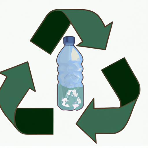 סמל מיחזור מוצג בולט על בקבוק פלסטיק, המדגיש את חשיבות המיחזור
