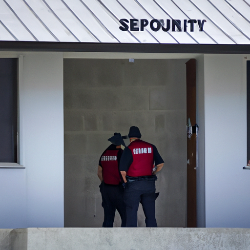 תמונה המראה אנשי אבטחה מוצבים בבטחה בתוך בית שמירה מוגן בזמן חירום.